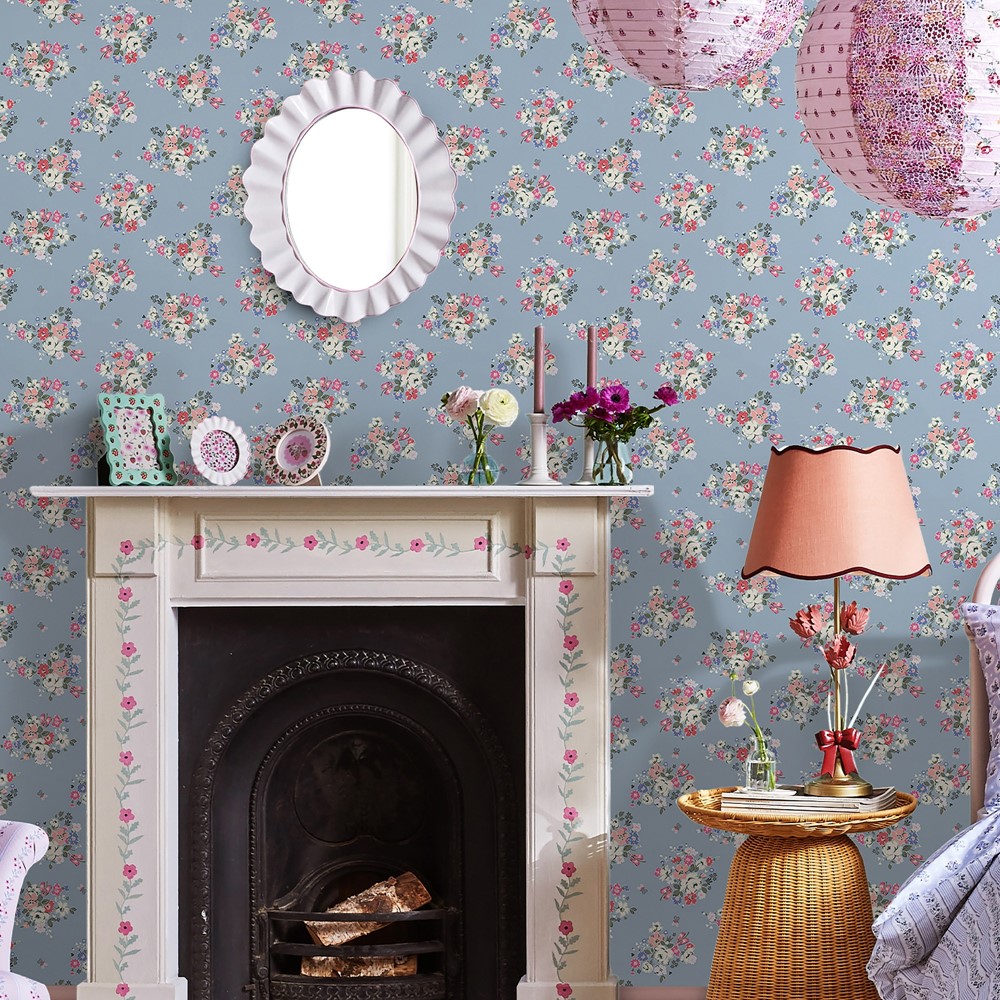 Clifton Floral Wallpaper 125507 by Cath Kidston in Blue